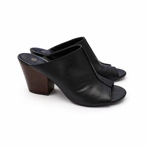 Peep Toe Studio Isola Black Soft Leather Leather Block Heel Mules Minimalist